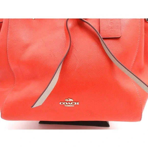 Coach Turnlock Tie Medium Tote Watermelon reddish pink Birch